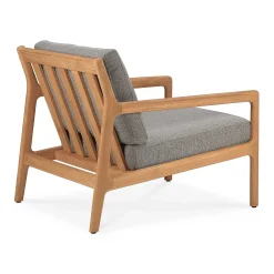Jack Solid Teak Outdoor Lounge Chair, Mocha Fabric