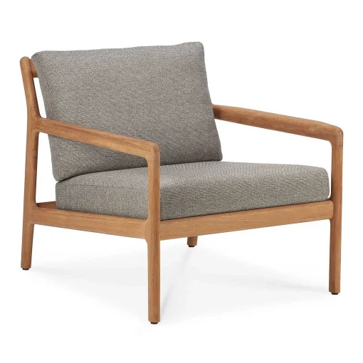 Jack Solid Teak Outdoor Lounge Chair, Mocha Fabric