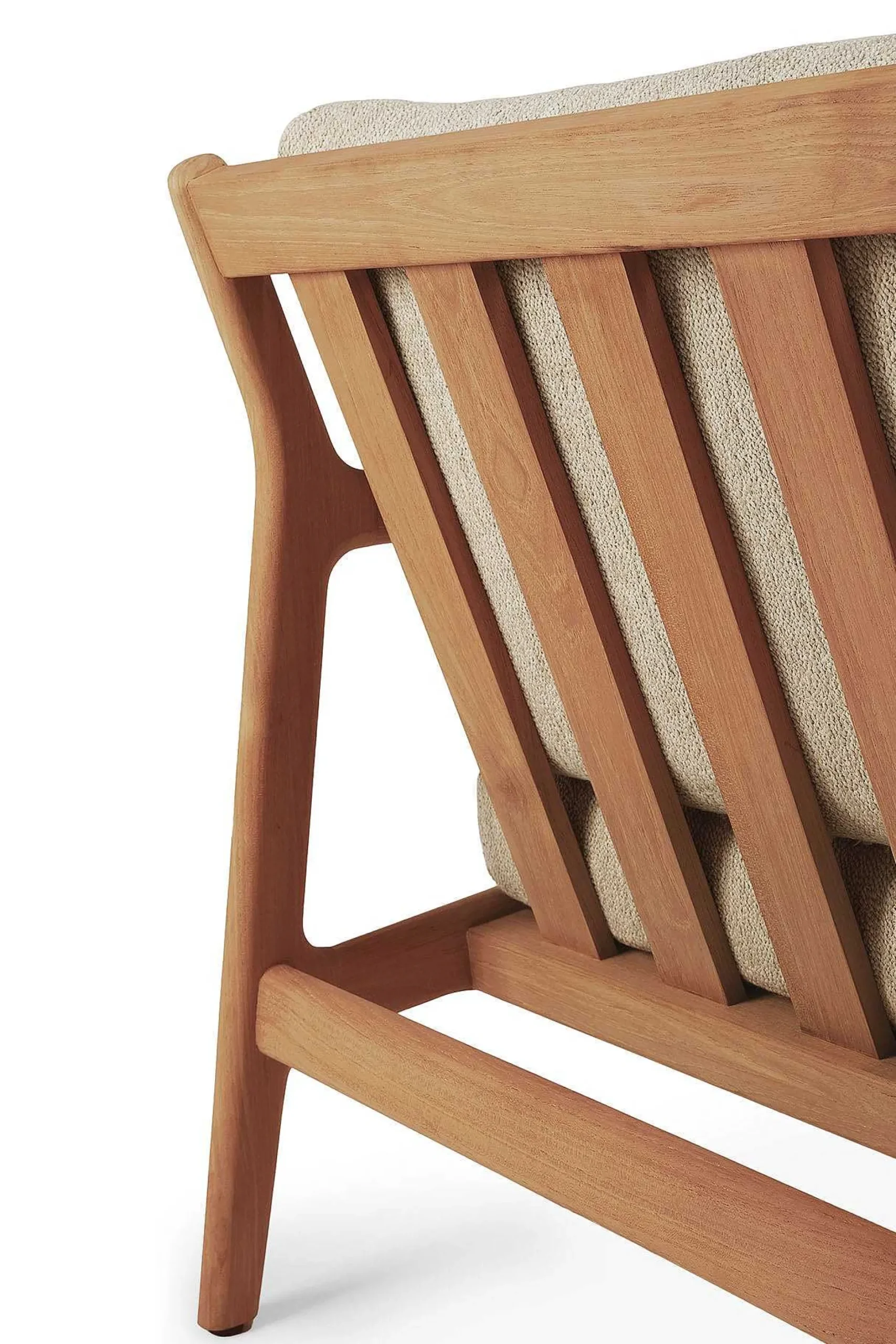 Jack Solid Teak Outdoor Lounge Chair, Natural Fabric