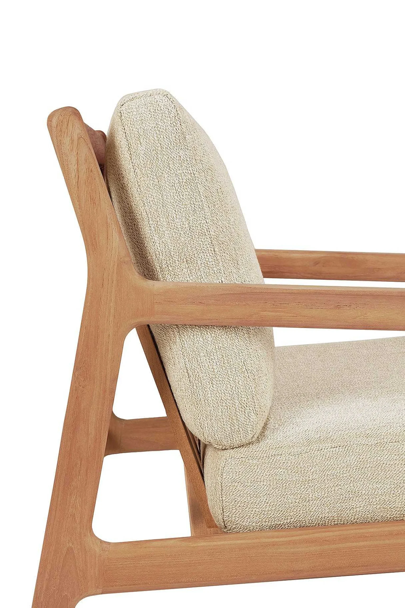 Jack Solid Teak Outdoor Lounge Chair, Natural Fabric