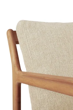 Jack Solid Teak Outdoor Lounge Chair, Natural Fabric