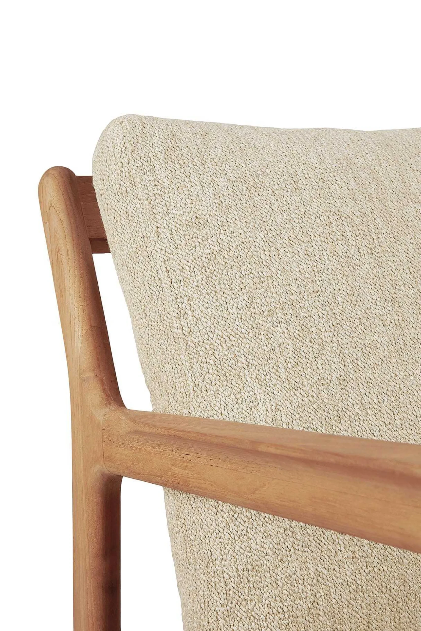 Jack Solid Teak Outdoor Lounge Chair, Natural Fabric