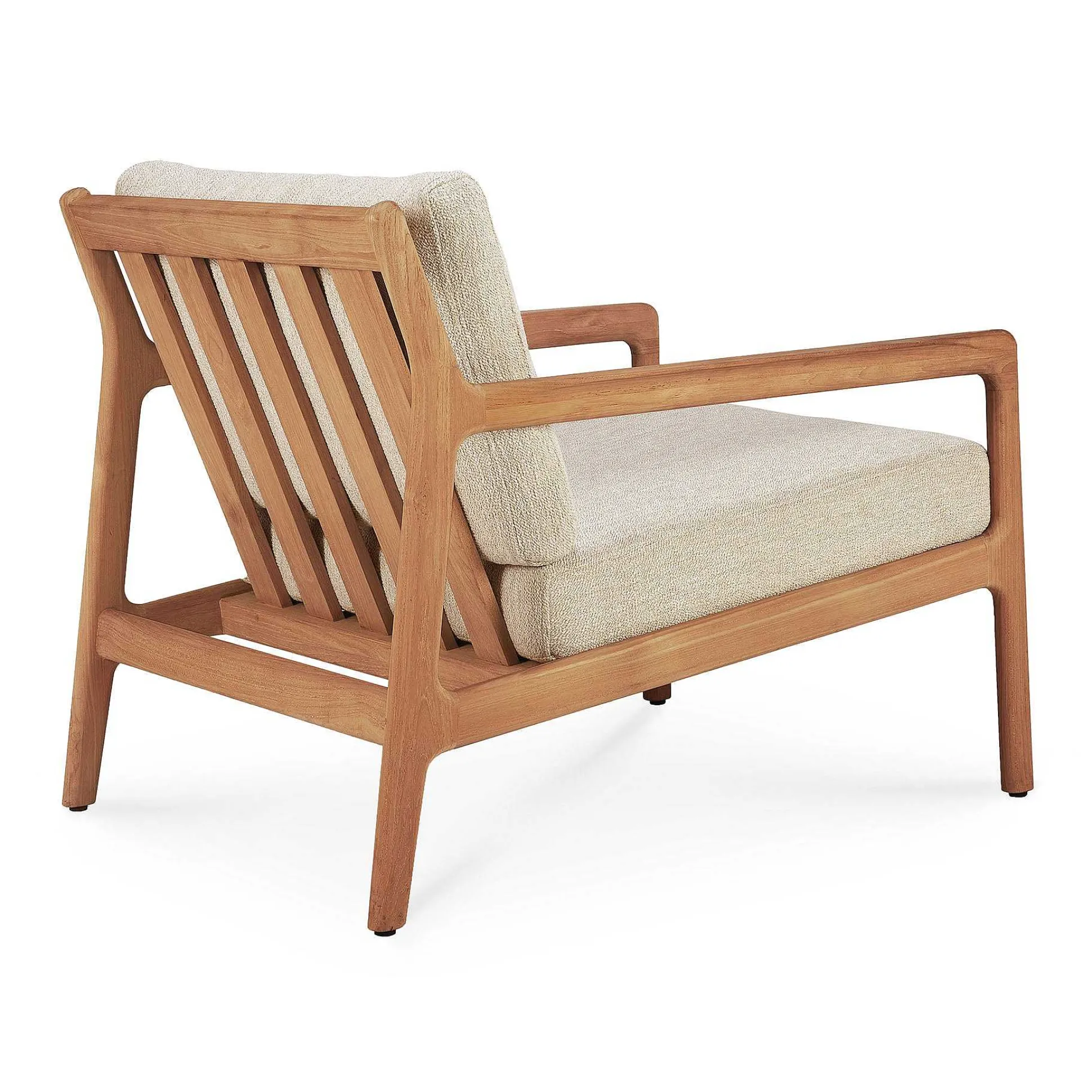 Jack Solid Teak Outdoor Lounge Chair, Natural Fabric