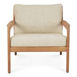 Jack Solid Teak Outdoor Lounge Chair, Natural Fabric
