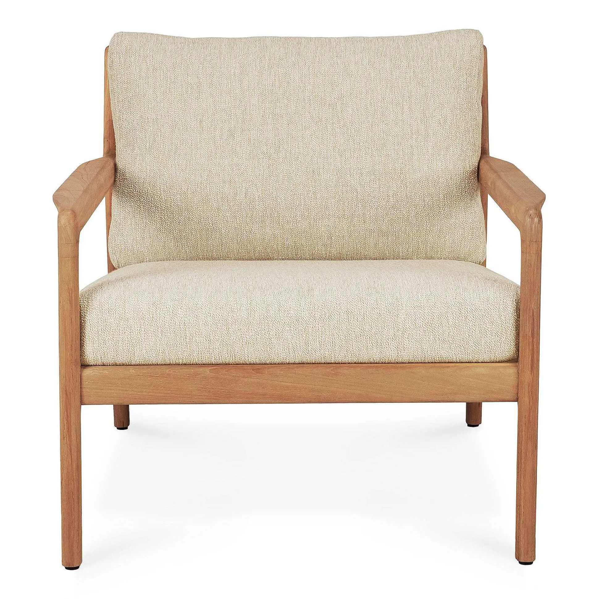 Jack Solid Teak Outdoor Lounge Chair, Natural Fabric