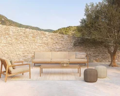 Jack Solid Teak Outdoor Lounge Chair, Natural Fabric