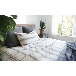 Jackson King Duvet Cover, Flax & Midnight^Be Home Cheap