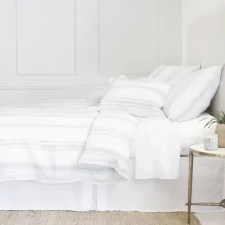 Jackson King Sham, White & Ocean^Be Home Cheap