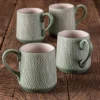Jade Crosshatch Espresso Cups, Set of 4^Be Home Fashion