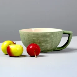 Jade Crosshatch Latte Mugs, Set of 4^Be Home Best