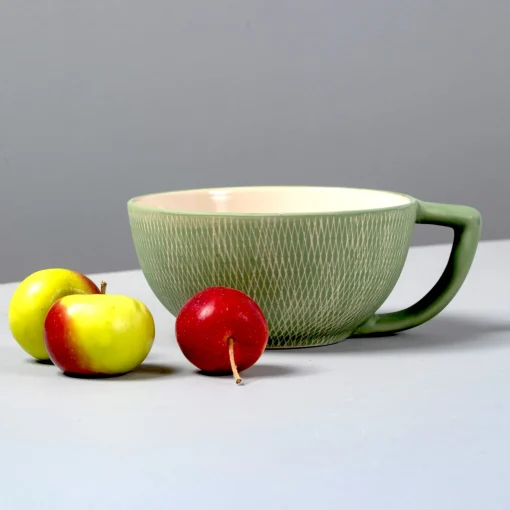 Jade Crosshatch Latte Mugs, Set of 4^Be Home Best