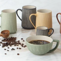 Jade Crosshatch Latte Mugs, Set of 4^Be Home Best