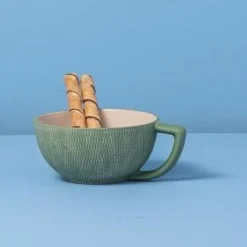 Jade Crosshatch Latte Mugs, Set of 4^Be Home Best