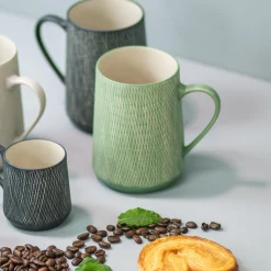 Jade Crosshatch Mugs, Set of 4^Be Home Cheap