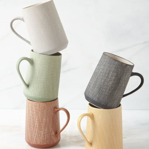 Jade Crosshatch Mugs, Set of 4^Be Home Cheap