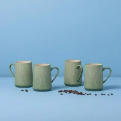 Jade Crosshatch Mugs, Set of 4^Be Home Cheap