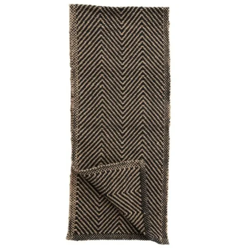 Jute & Cotton Table Runner with Chevron Pattern^Be Home Best