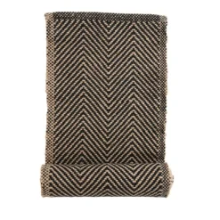 Jute & Cotton Table Runner with Chevron Pattern^Be Home Best