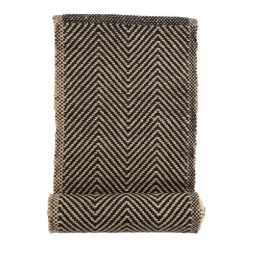 Jute & Cotton Table Runner with Chevron Pattern^Be Home Best