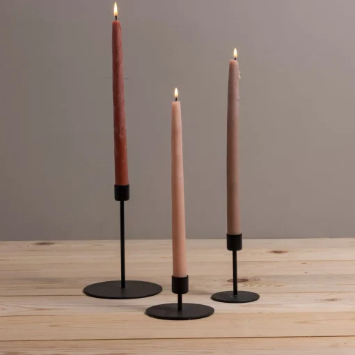 Kent Black Taper Candle Holder, Short^Be Home Fashion