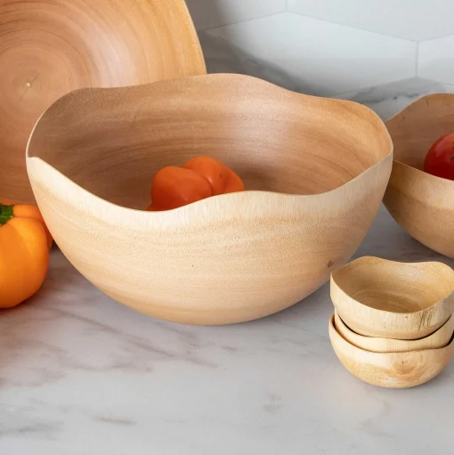 Kiln Mango Wood Wave Edge Bowl, Large
