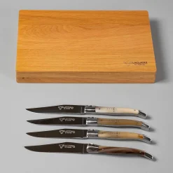 Laguiole en Aubrac Handcrafted Steak Knives, Set of 4, Solid Horn