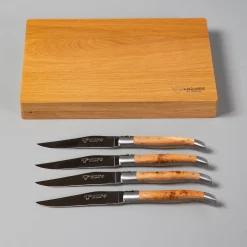 Laguiole en Aubrac Handcrafted Steak Knives, Set of 4, Juniper Wood^Be Home Cheap