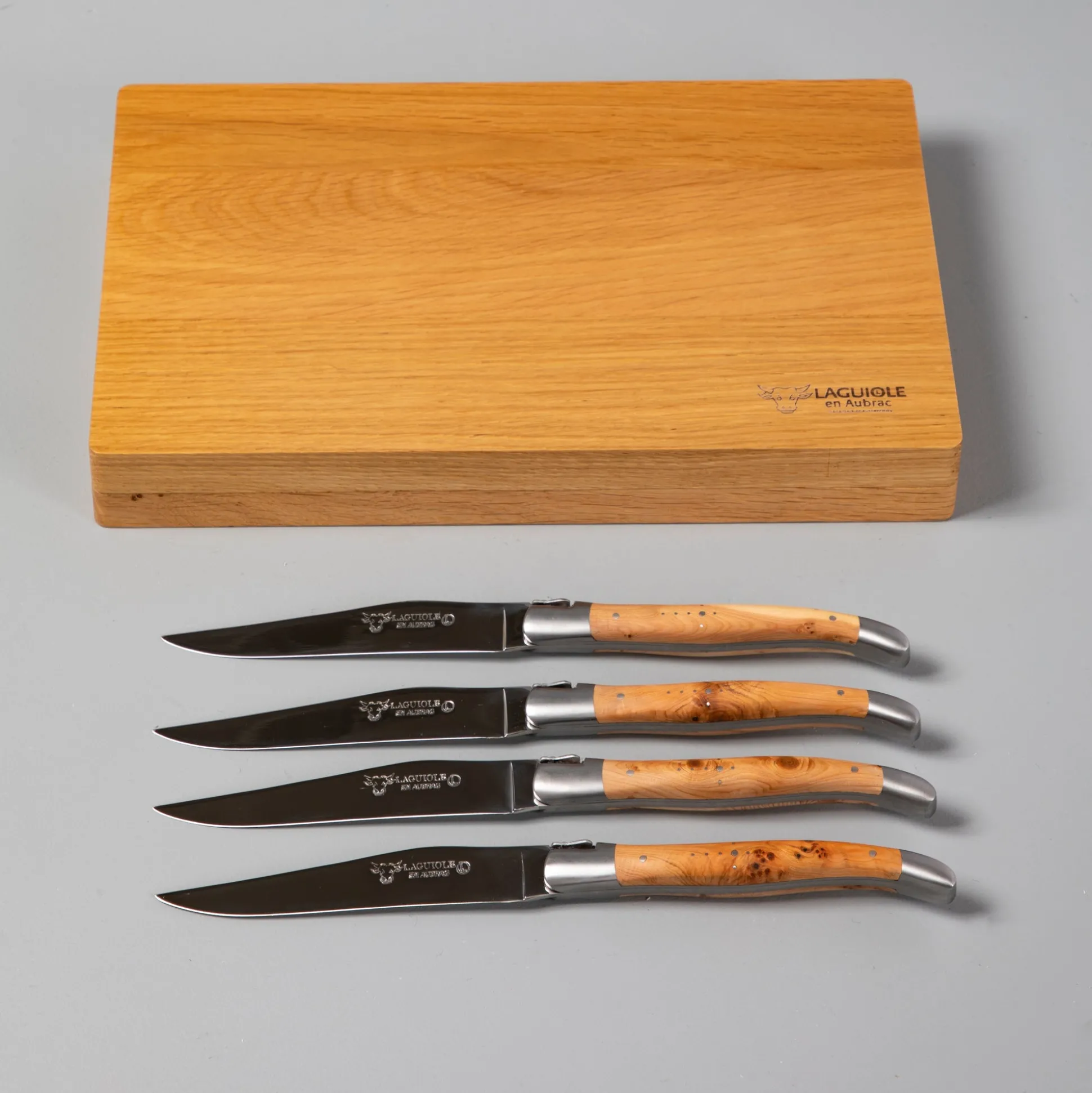 Laguiole en Aubrac Handcrafted Steak Knives, Set of 4, Juniper Wood^Be Home Cheap