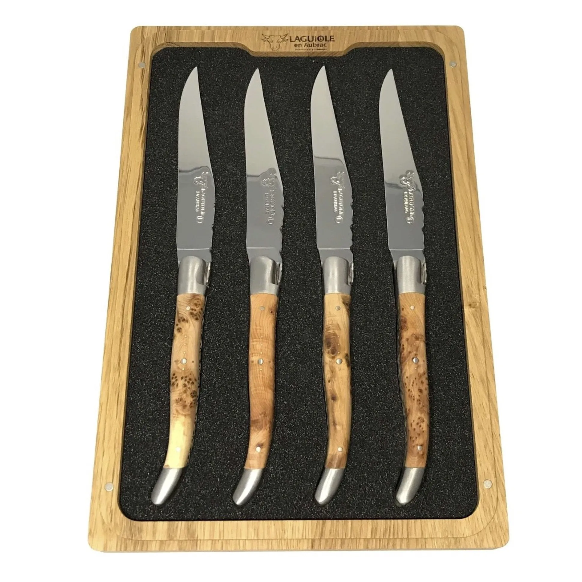Laguiole en Aubrac Handcrafted Steak Knives, Set of 4, Juniper Wood^Be Home Cheap