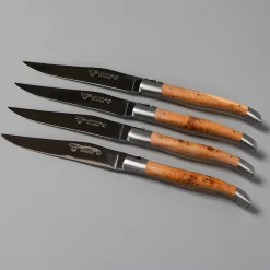 Laguiole en Aubrac Handcrafted Steak Knives, Set of 4, Juniper Wood
