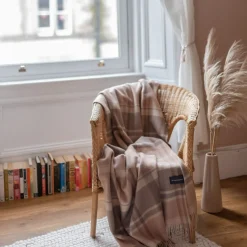 Lambswool Blanket in Neutral Multi Check^Be Home Store