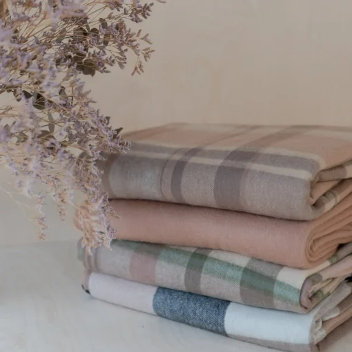 Lambswool Blanket in Neutral Multi Check^Be Home Store