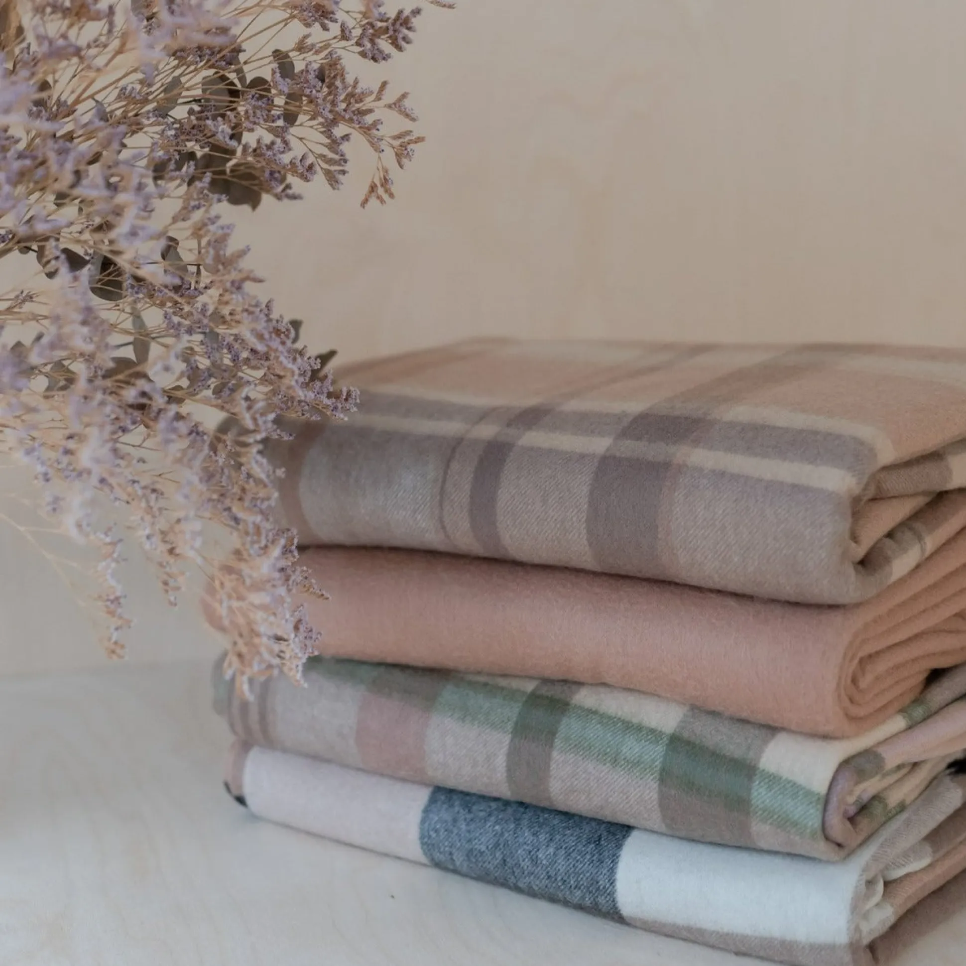 Lambswool Blanket in Neutral Multi Check^Be Home Best