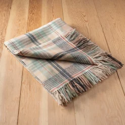 Lambswool Blanket in Seagrass Cottage Check^Be Home Clearance