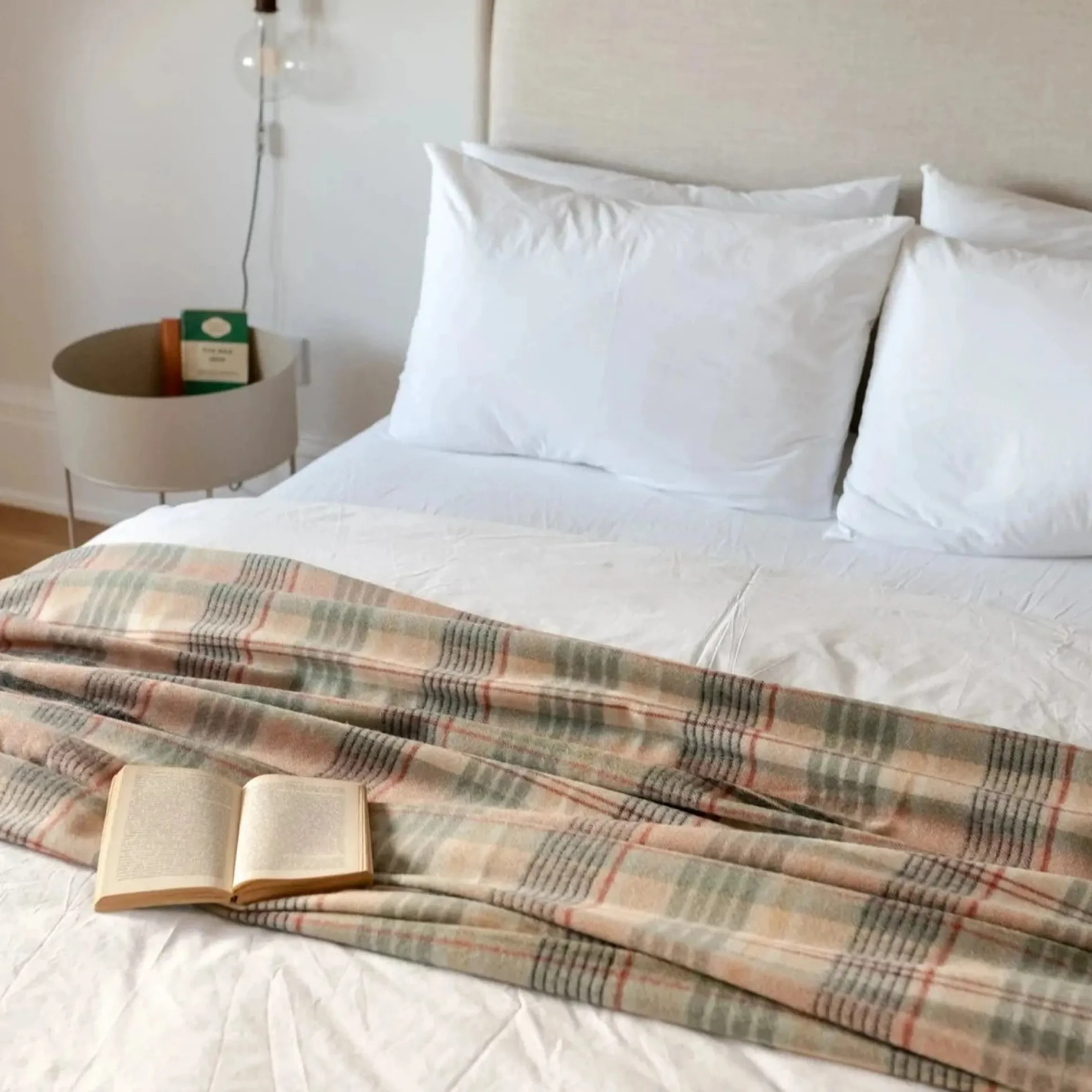 Lambswool Blanket in Seagrass Cottage Check^Be Home Clearance