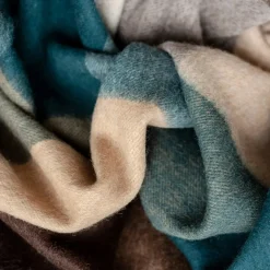 Lambswool Blanket in Teal Block Check^Be Home Cheap