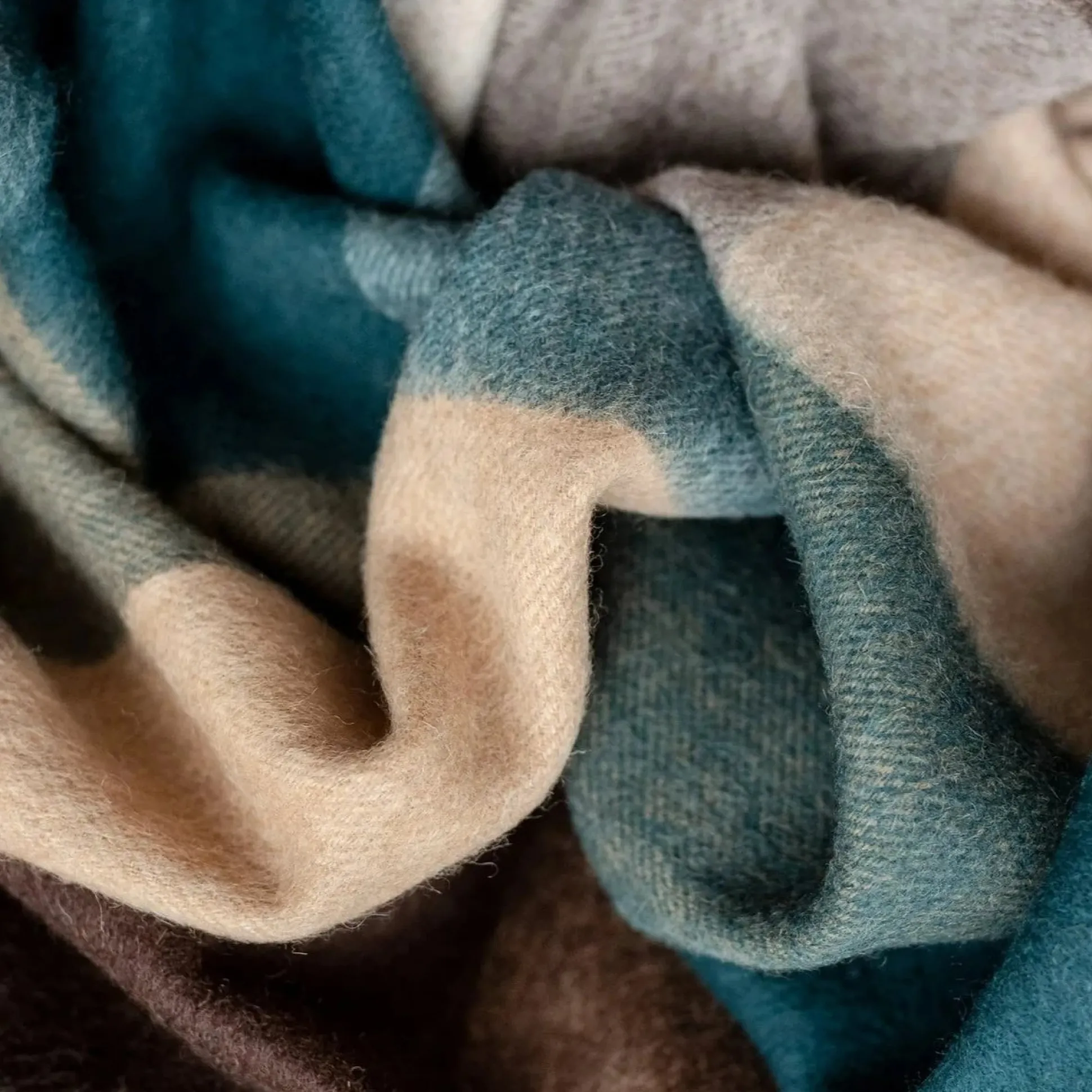 Lambswool Blanket in Teal Block Check^Be Home Cheap