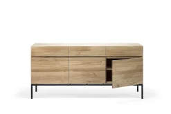 Ligna Sideboard with Black Metal, 3 Doors & 3 Drawers