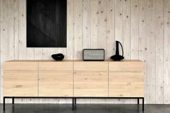 Ligna Sideboard with Black Metal, 4 Doors & 4 Drawers