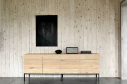 Ligna Sideboard with Black Metal, 4 Doors & 4 Drawers