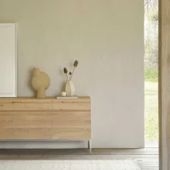 Ligna Sideboard with Stainless Steel, 3 Doors & 3 Drawers