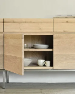 Ligna Sideboard with Stainless Steel, 4 Doors & 4 Drawers