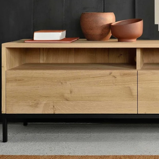 Ligna Solid Oak Media Console, 55.5"