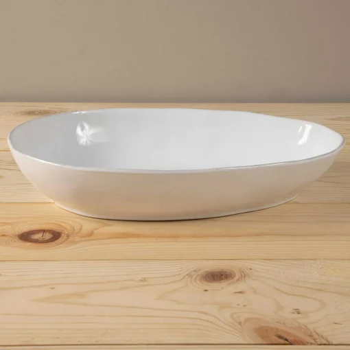 Livia 14" Oval Baker, White