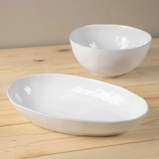 Livia 14" Oval Baker, White