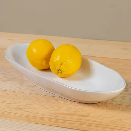 Livia 16" Oval Platter, White