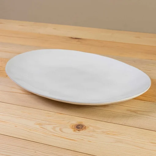 Livia 18" Oval Platter, White