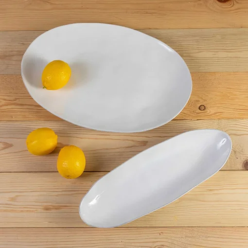 Livia 18" Oval Platter, White