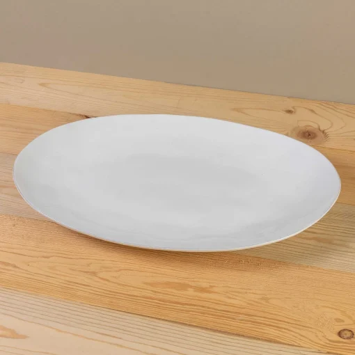 Livia 18" Oval Platter, White