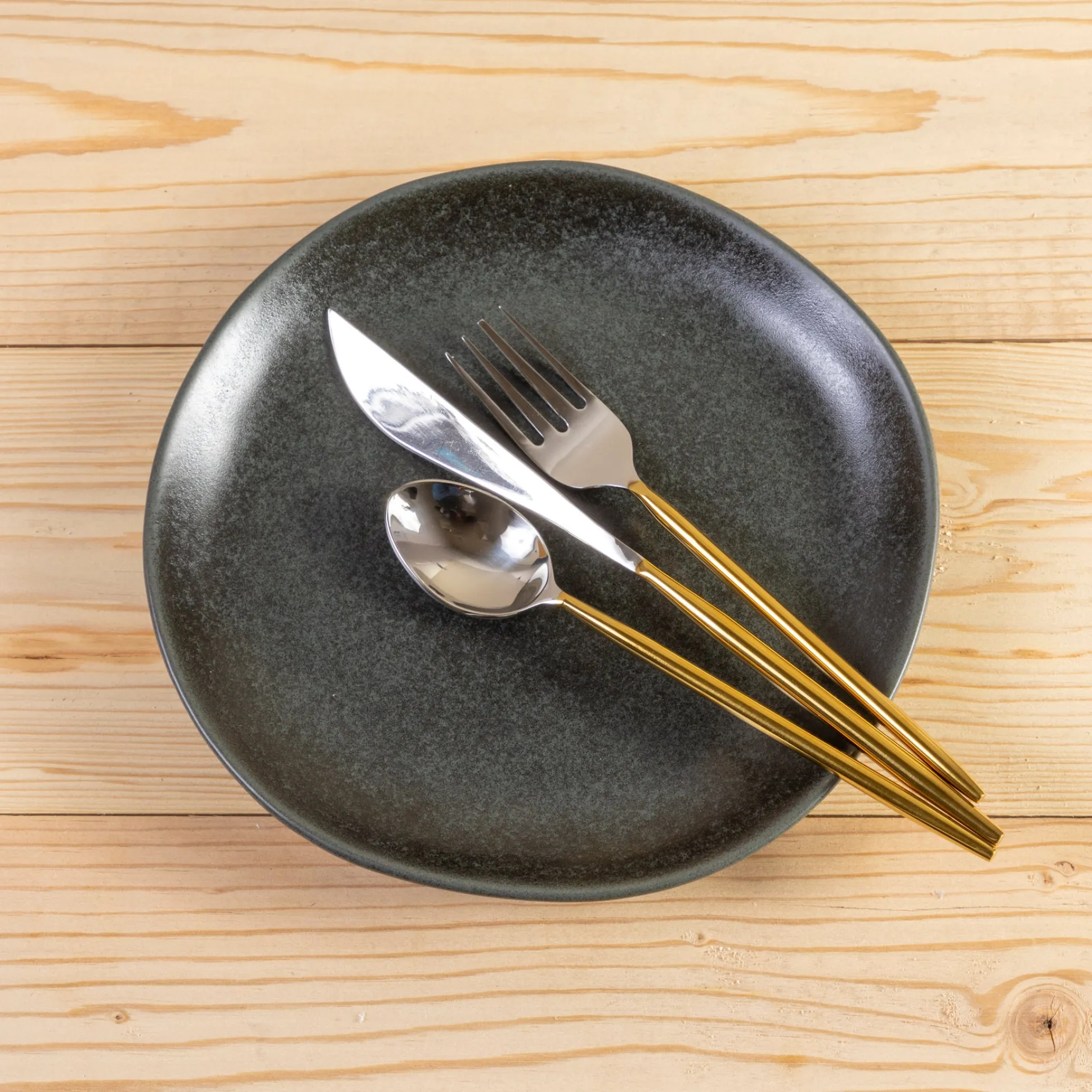 Livia Side Plate, Black, Set of 6^Be Home Shop